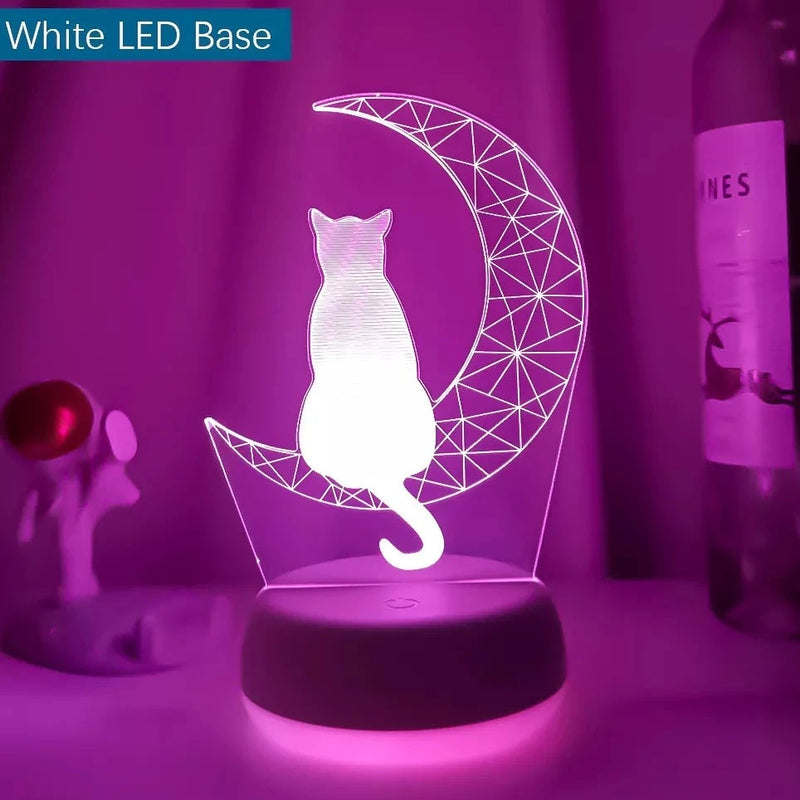 Load image into Gallery viewer, 3D Acrylic LED Night Light - Moon Cat Figure - ESSMCO
