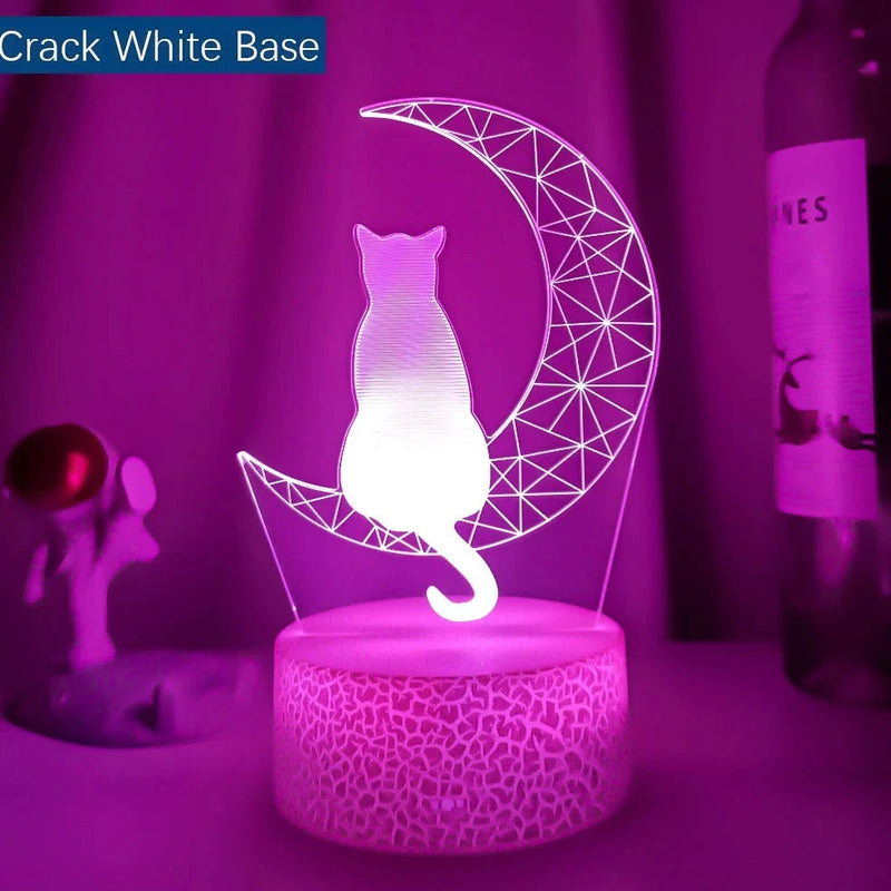 Load image into Gallery viewer, 3D Acrylic LED Night Light - Moon Cat Figure - ESSMCO
