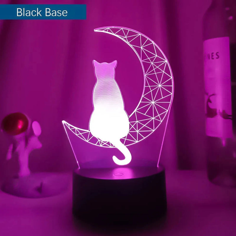 Load image into Gallery viewer, 3D Acrylic LED Night Light - Moon Cat Figure - ESSMCO
