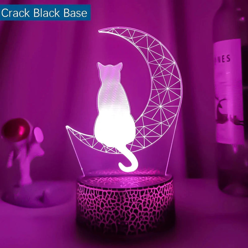 Load image into Gallery viewer, 3D Acrylic LED Night Light - Moon Cat Figure - ESSMCO
