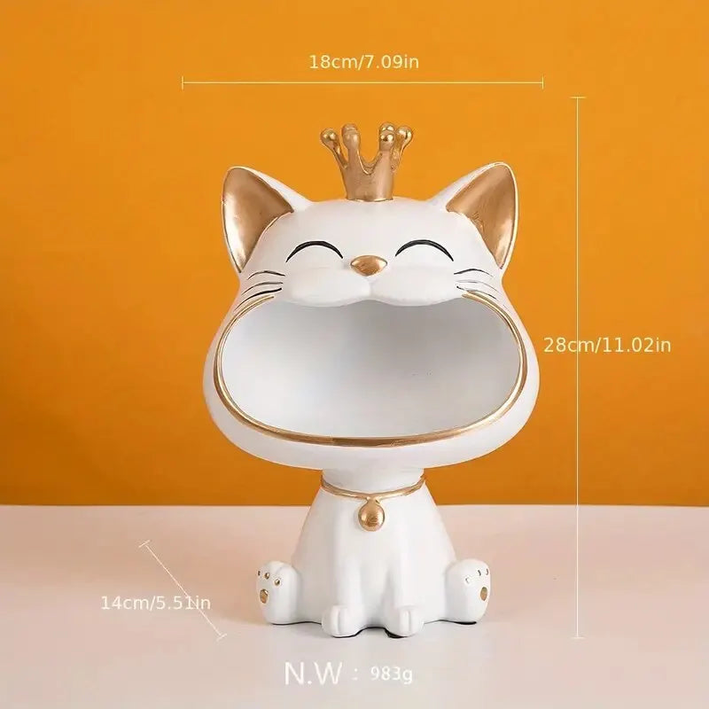 Load image into Gallery viewer, Fortune Crown Cat Key Storage Tray Ornament - ESSMCO
