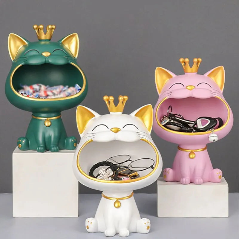 Load image into Gallery viewer, Fortune Crown Cat Key Storage Tray Ornament - ESSMCO
