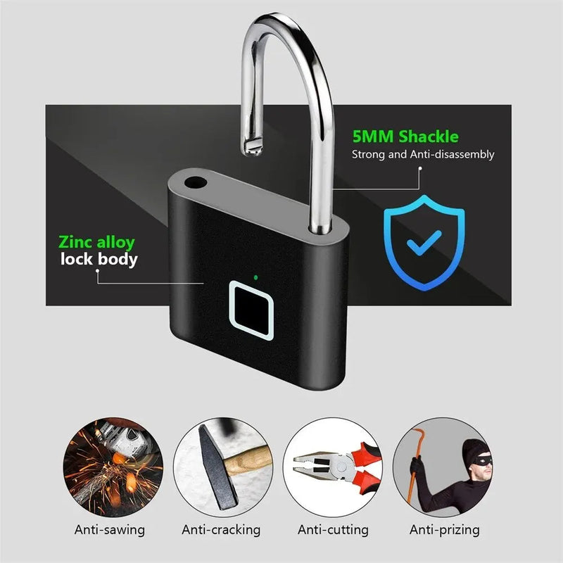 Load image into Gallery viewer, Keyless USB Charging Fingerprint Lock Smart Padlock - ESSMCO
