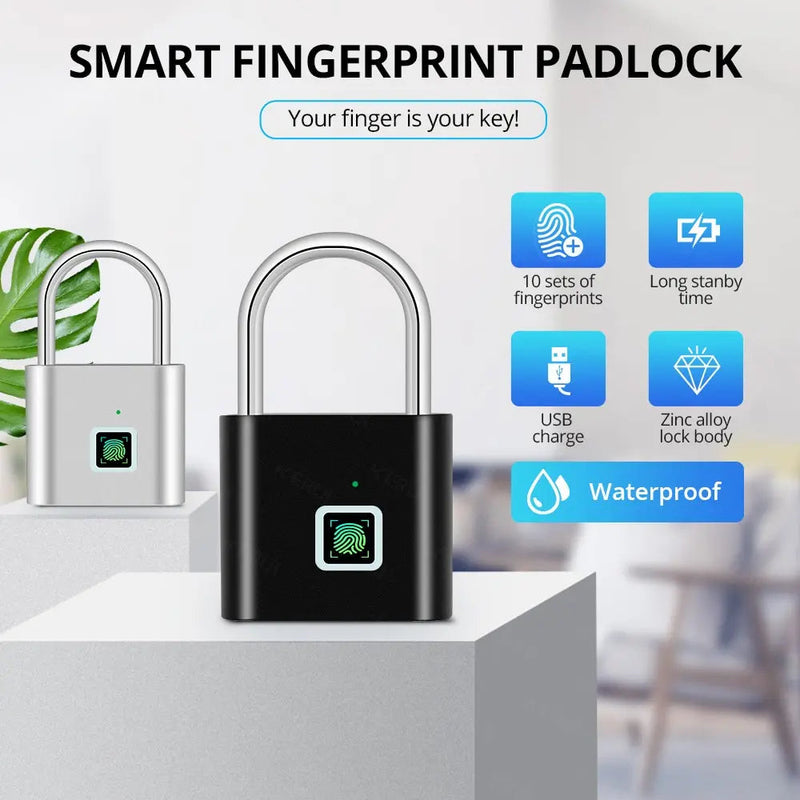 Load image into Gallery viewer, Keyless USB Charging Fingerprint Lock Smart Padlock - ESSMCO
