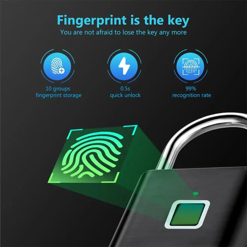 Load image into Gallery viewer, Keyless USB Charging Fingerprint Lock Smart Padlock - ESSMCO
