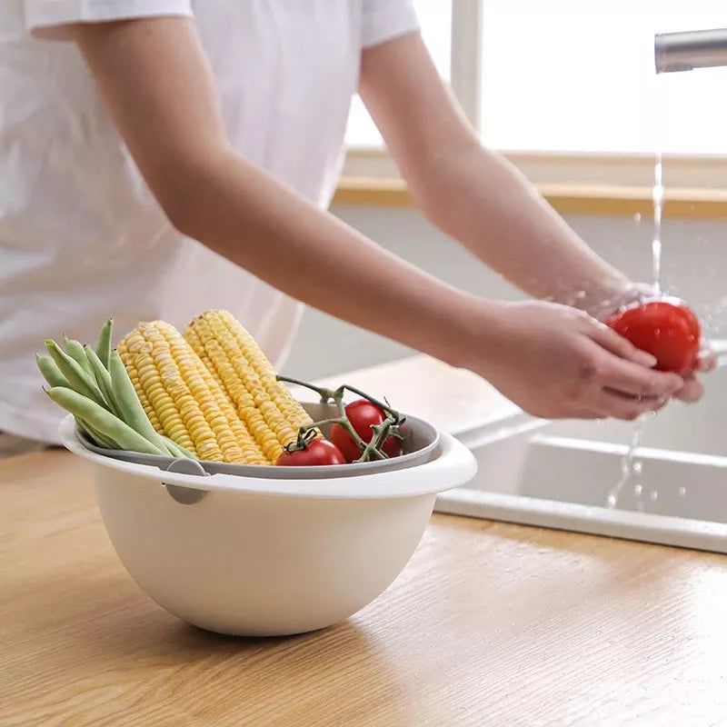 Load image into Gallery viewer, Rotatable Double Drain Basket for Fruits and Vegetables - ESSMCO
