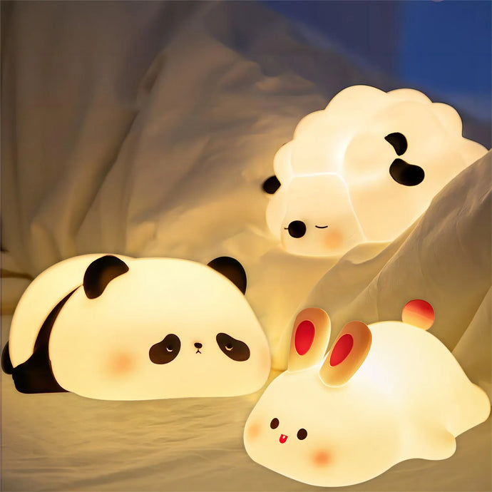 LED Night Lights - Cute Sheep, Panda, and Rabbit Silicone Lamp - ESSMCO