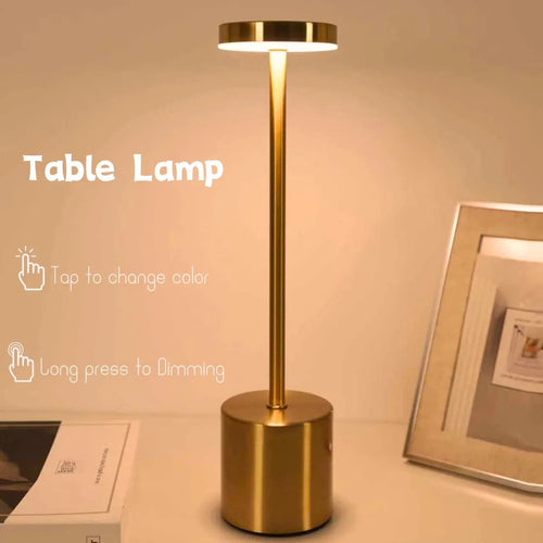 LED Rechargeable Touch Table Lamp - Three Colors Bedside Light - ESSMCO